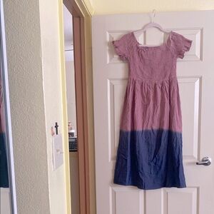 NWT Hayden Pink Puff Sleeve Sundress with Blue tie die detail, Size L